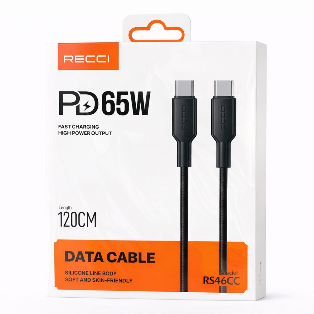 Câble de charge rapide RECCI PD 65W – USB-C vers USB-C