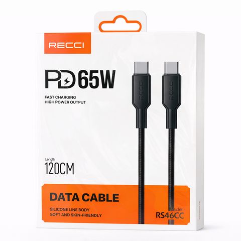 Câble de charge rapide RECCI PD 65W – USB-C vers USB-C