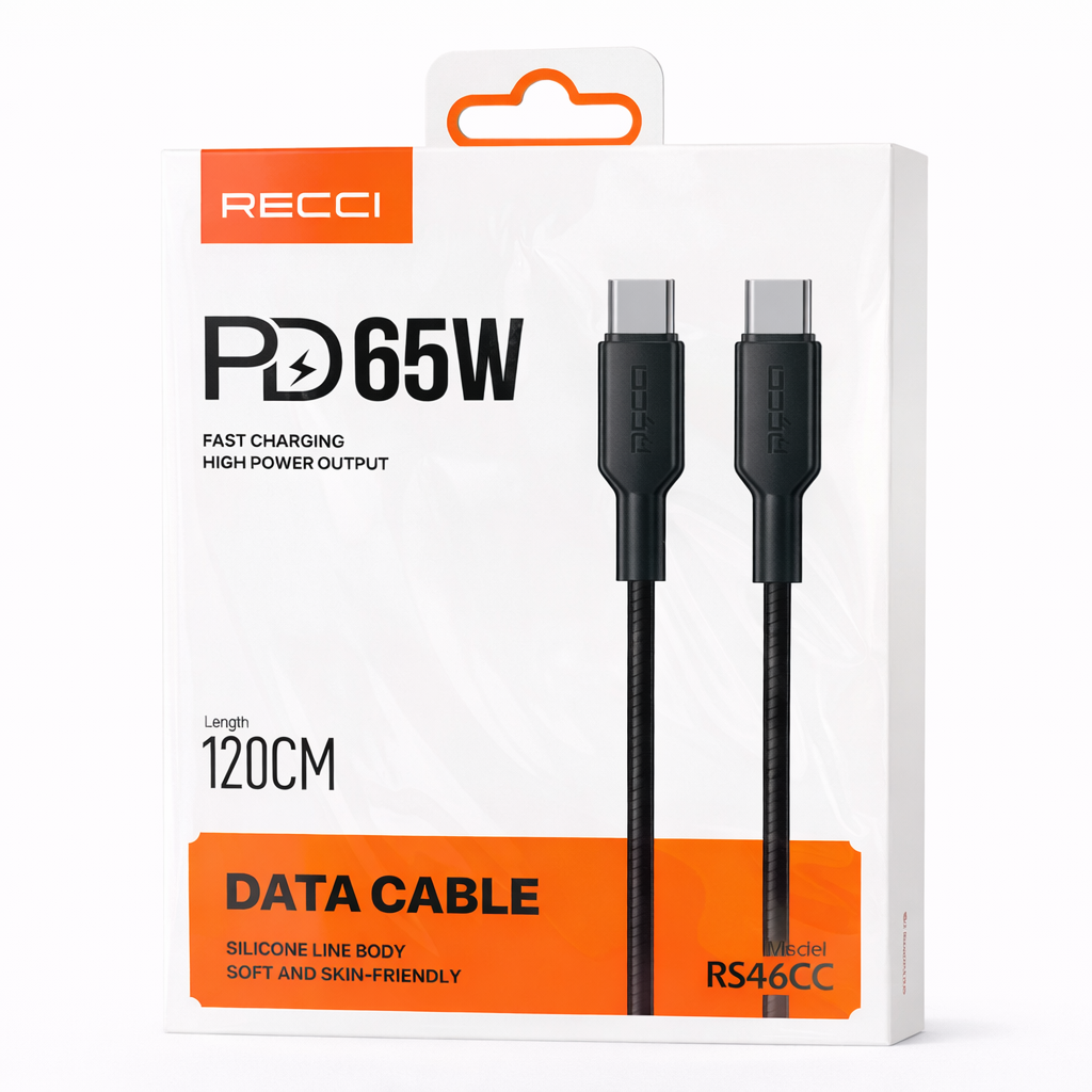 Câble de charge rapide RECCI PD 65W – USB-C vers USB-C